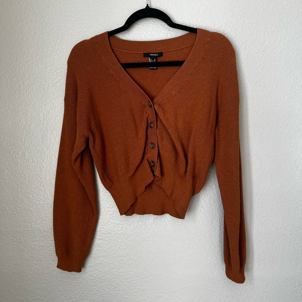 Brown Sweater Cardigan | Cozy Knit Layer | Size M